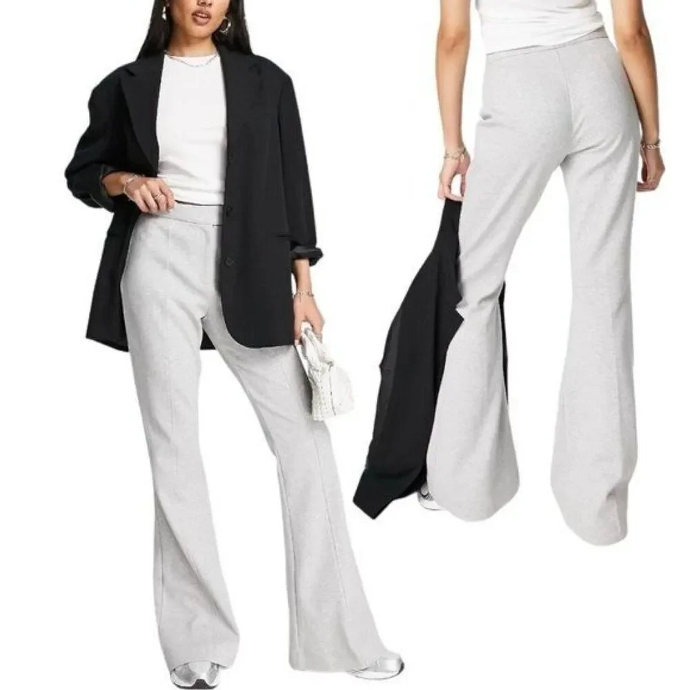 New Topshop jersey twill flare pant in Gray Size US 8